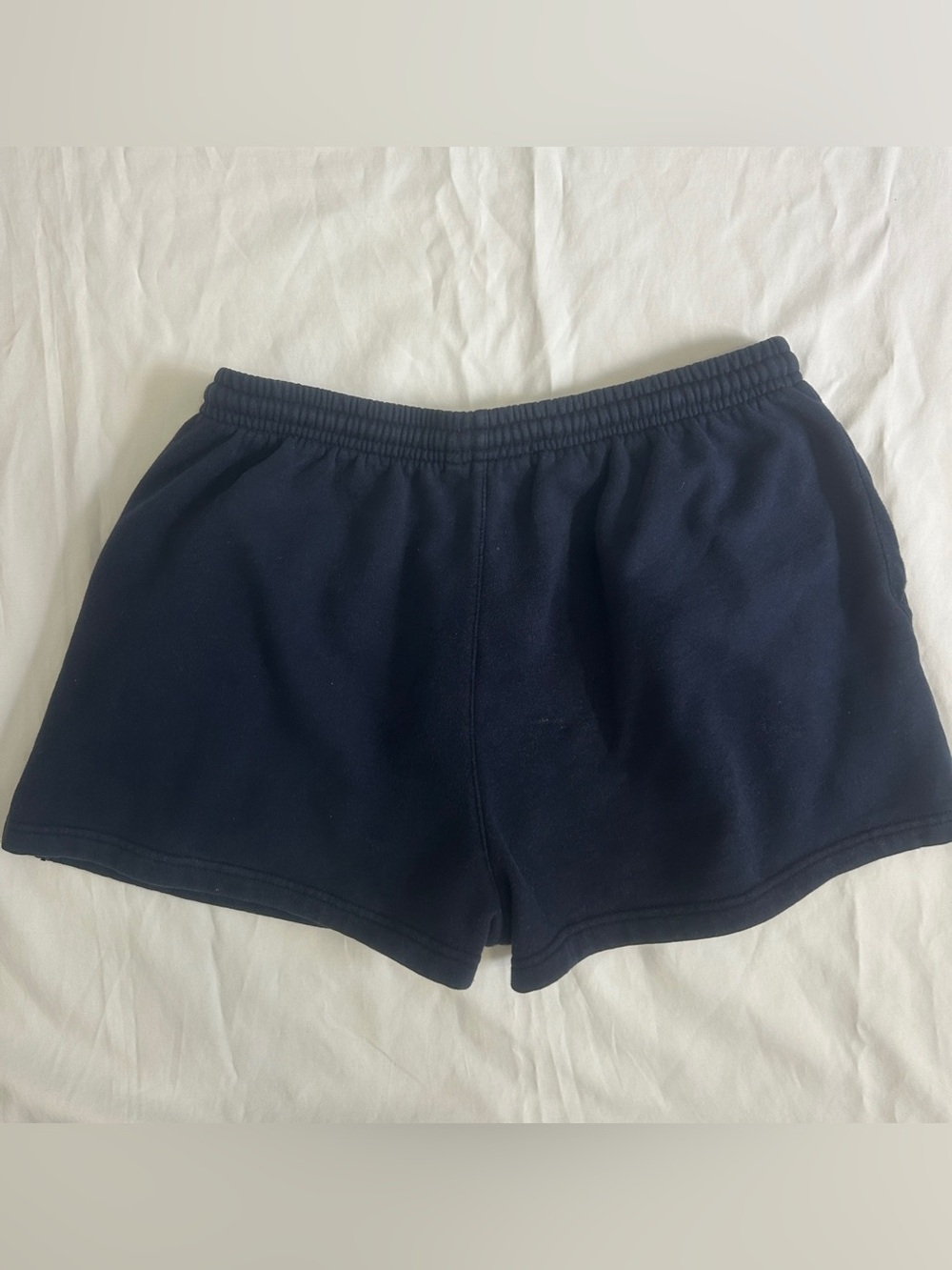 Brandy Melville Navy Blue Fleece Sweat Shorts Elastic Drawstring Waist /One Size - Picture 6 of 7